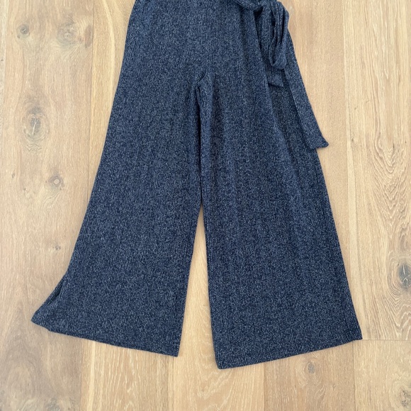 Gap navy blue marled sleeveless jumpsuit with tie waist - Picture 3 of 4